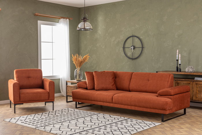 Atelier Del Sofa Sofá-cama 3 Plazas Mustang Naranja Estilo Industrial Hotelero